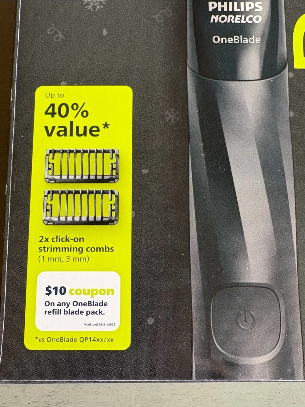 Philips Norelco OneBlade Razor- Trim, Edge & Shave - 1 Blade - 2 Combs Wet/Dry
